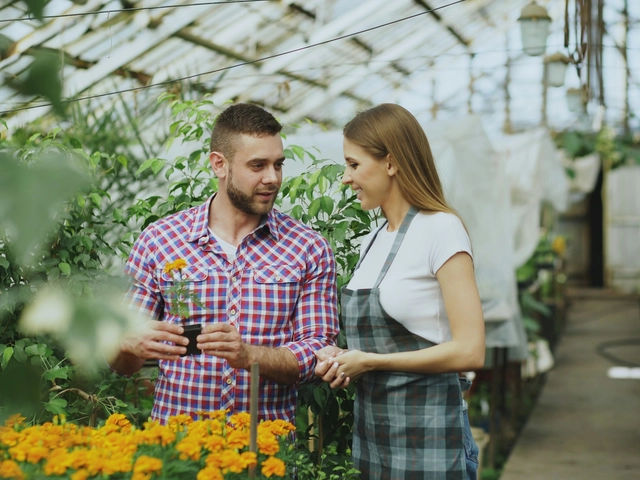 Two people shopping at small business